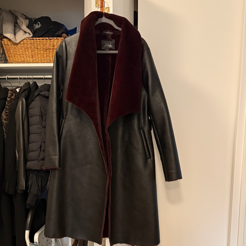 Women's Black and Burgundy Coat